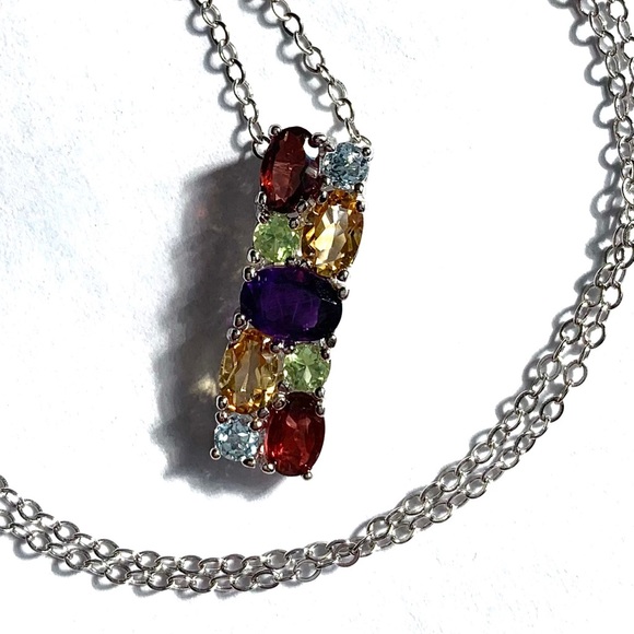 S/S 925 with multi gem pendant on 18" chain - Picture 8 of 10